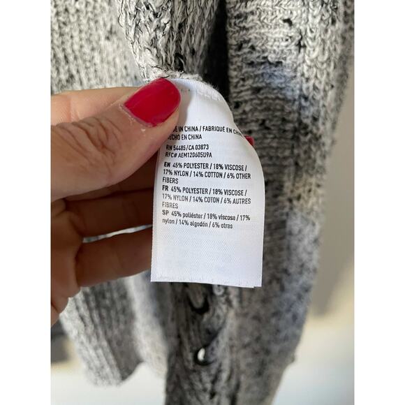 American Eagle Outfitters Rope Long Cardigan Sweater Black White Size Medium - Picture 6 of 7